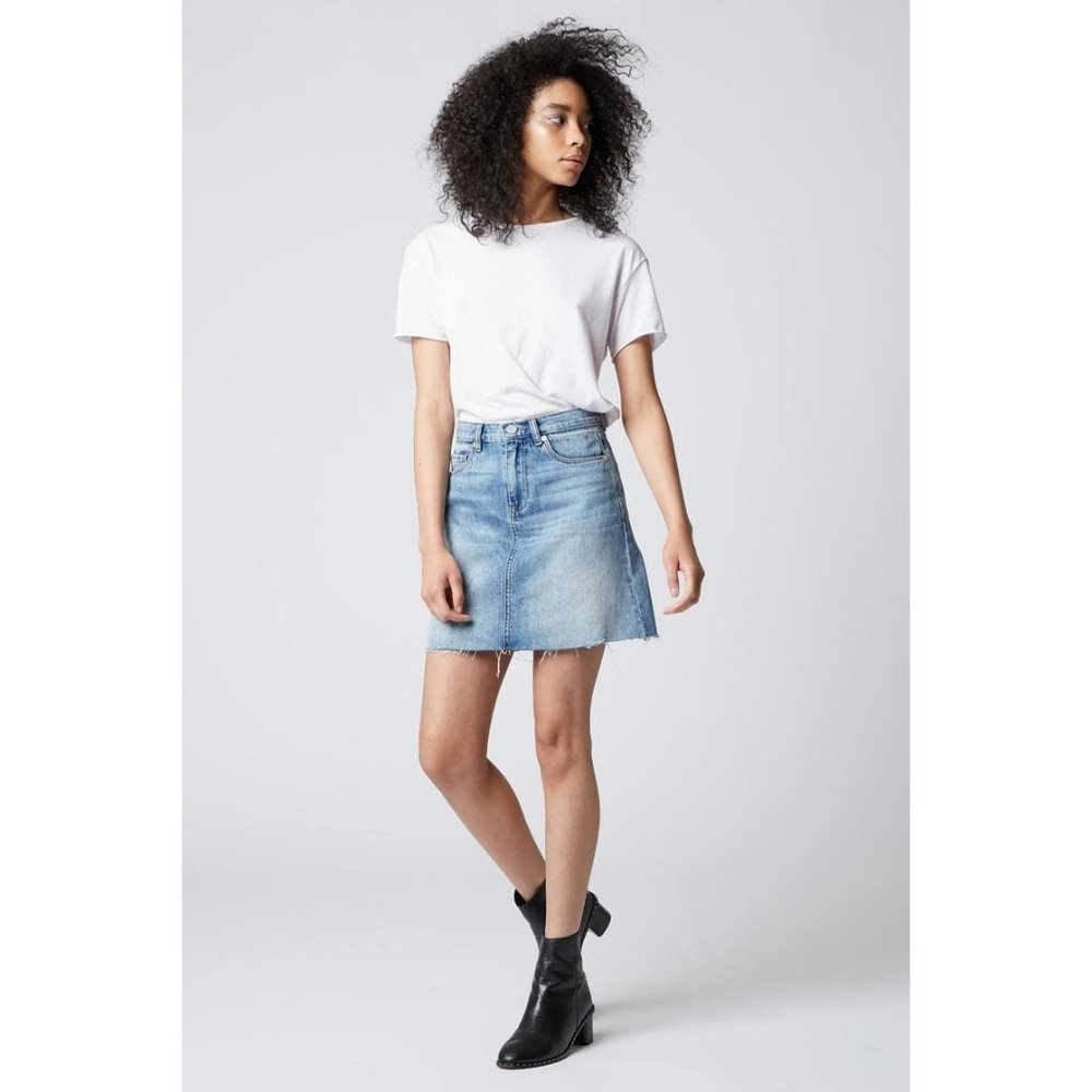 BLANK NYC Denim Fray Hem Jean Mini Skirt